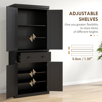 Freestanding Kitchen Storage Cabinet W/ Drawers Cupboards Shelves Home Black