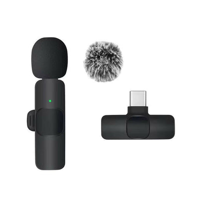 Wireless Lavalier Microphone - Mini Windproof Wool Mic for iPhone 16, Perfect for Vlogs & YouTube Recording