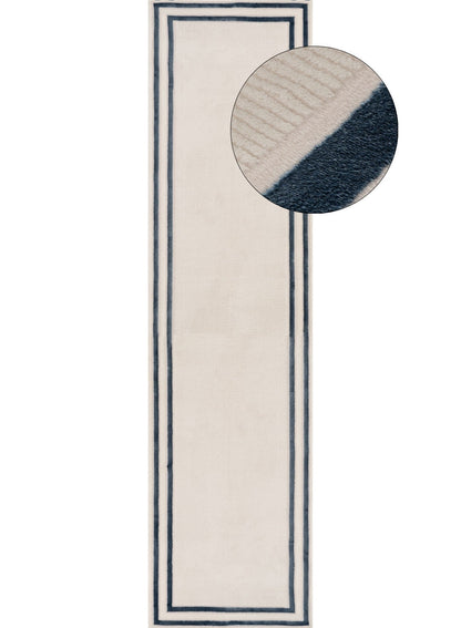 Carmel Cream-Blue Bordered Rug | 6060
