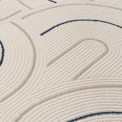 Carmel Cream-Blue Geometric Rug | 6070