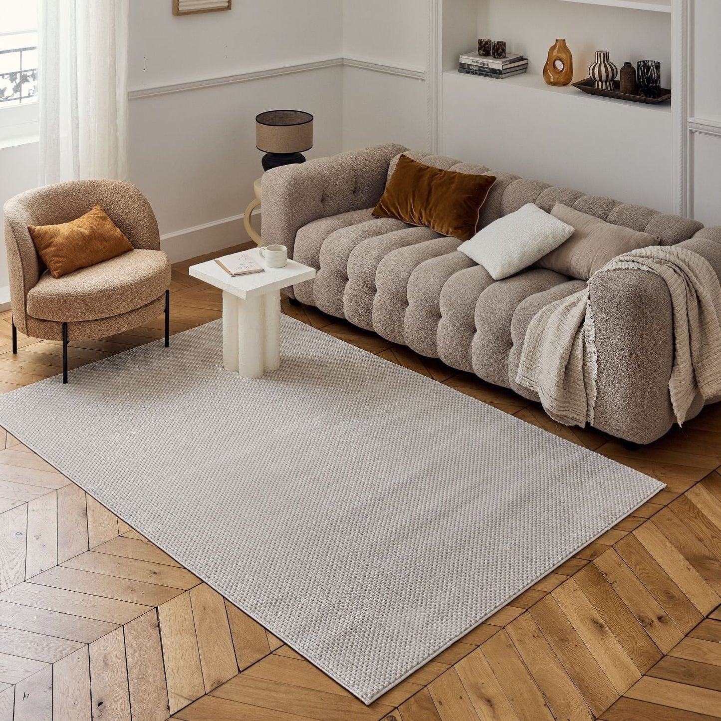 Carmel Cream-Beige Dots Rug | 6080
