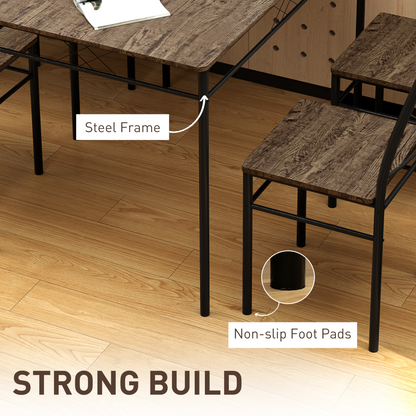 Aurora 5 Piece Dining Table and Chairs Set, Space Saving, Oak