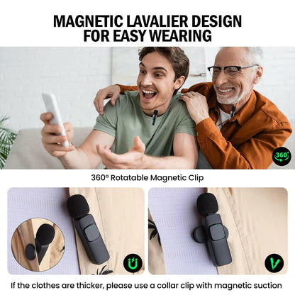 Wireless Lavalier Microphone - Mini Windproof Wool Mic for iPhone 16, Perfect for Vlogs & YouTube Recording