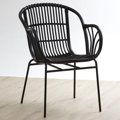 Lagom Black Natural Rattan Chair With Raised Sides