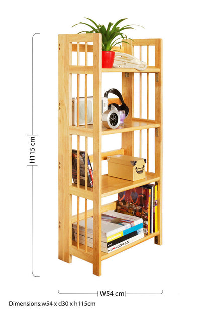 Heva Natural Tropical Hevea Wood 5 Tier Folding Shelf Unit