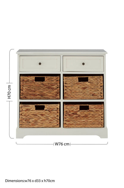Ivory 2 Drawer 4 Baskets Cabinet | Vermont