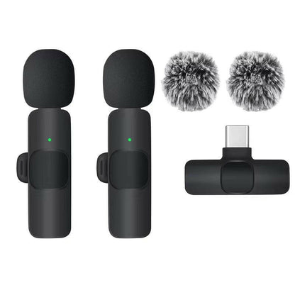 Wireless Lavalier Microphone - Mini Windproof Wool Mic for iPhone 16, Perfect for Vlogs & YouTube Recording
