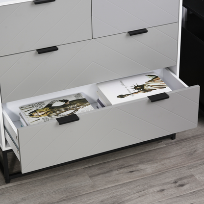 Chest of Drawers with Metal Handles Freestanding Dresser Modern Wooden