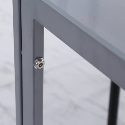 Modern Square Dining Table with Tempered Glass Top & Metal Legs