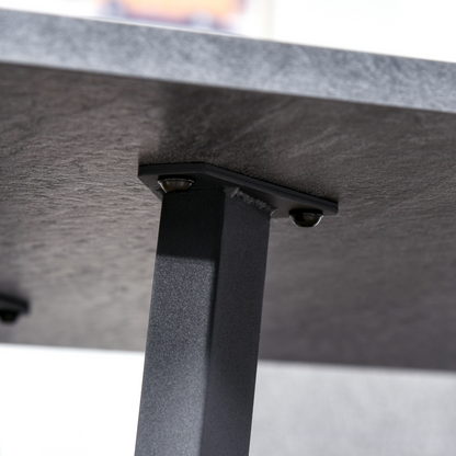 Modern Rectangular Dining Table with Metal Legs Indoor, Dark Grey