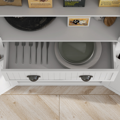 Freestanding Kitchen Storage Cabinet Drawers Cupboards Shelves White