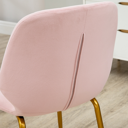 Aurora Modern Dining Chairs Set of 2 with Padded Seat and Steel Legs, Pink
