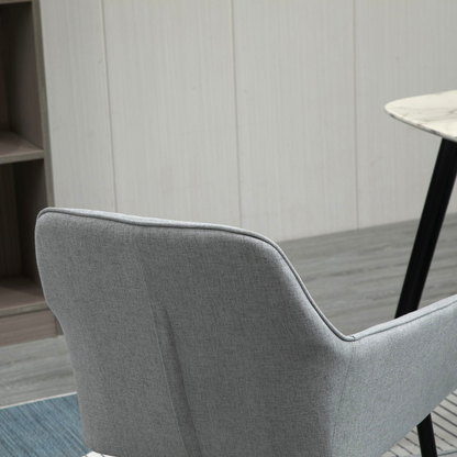 Set of 2 Dining Chairs Upholstered with Metal Legs, Light Grey 2 h