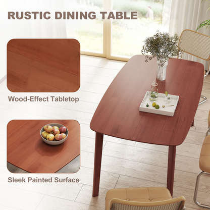 Aurora 150 cm Rectangular Dining Table with Solid Wood Frame, Light Brown