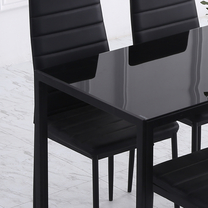 Modern Rectangular 4 Seater Dining Table with Tempered Glass Top