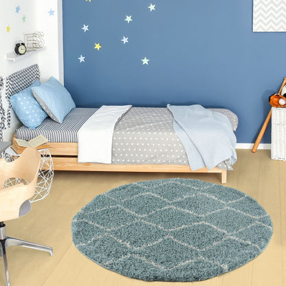 Moroccan Duck Egg Blue Shaggy Rug | 850