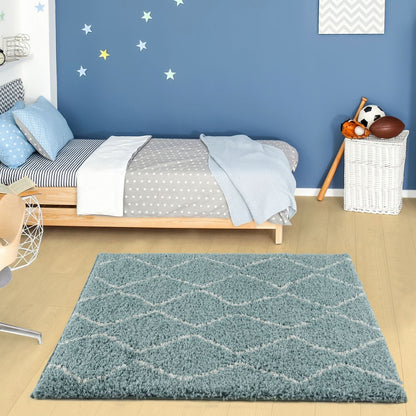 Moroccan Duck Egg Blue Shaggy Rug | 850