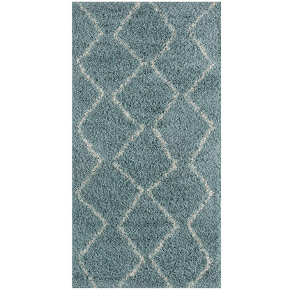Moroccan Duck Egg Blue Shaggy Rug | 850