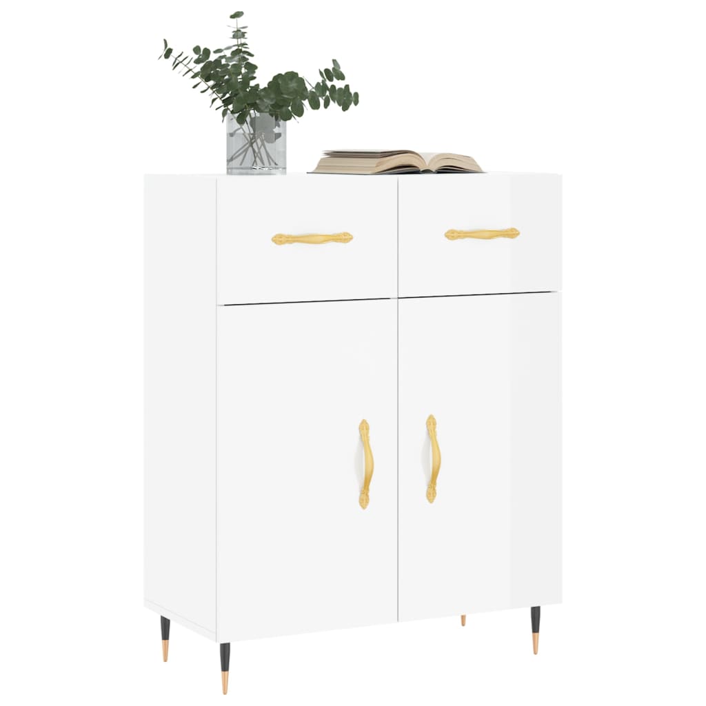 Sideboard High Gloss White 69.5x34x90 cm Engineered Wood