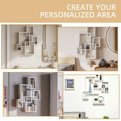 Aurora Floating Shelves, Interlocking Cube Shelves for Decoration, White