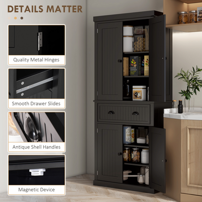 Freestanding Kitchen Storage Cabinet W/ Drawers Cupboards Shelves Home Black