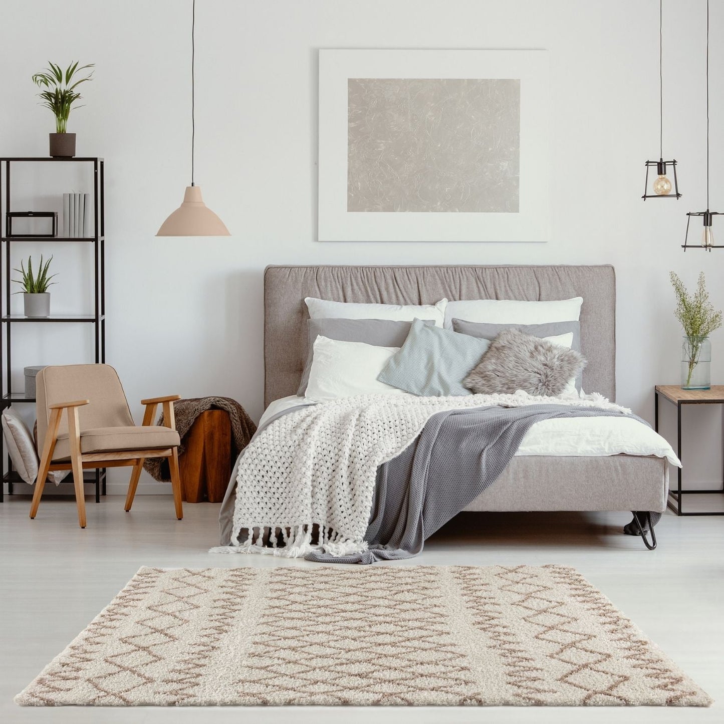 Moroccan Ivory Beige Shaggy Rug | 930
