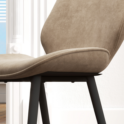 Aurora Dining Chairs Set of 2, Upholstered Kitchen Chairs with Metal Legs, Brown