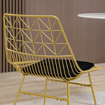 Aurora Dining Chairs Set of 2, Metal Wire Kitchen Chairs with Back, Gold Tone