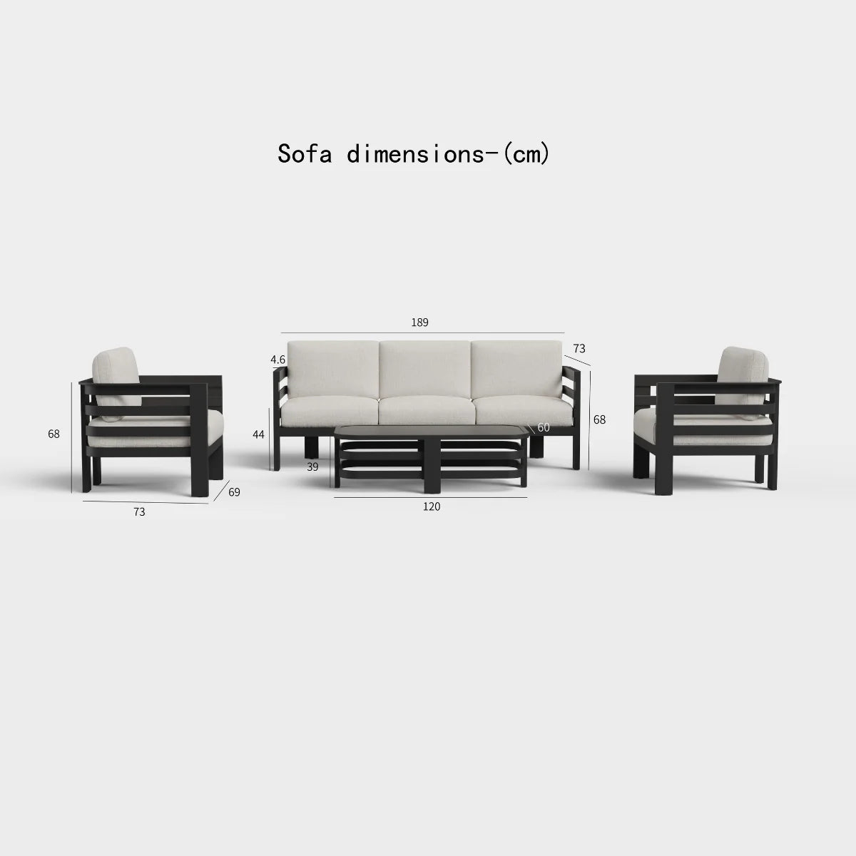 ALUXO Andros Outdoor Onyx 5 Seater Lounge Set