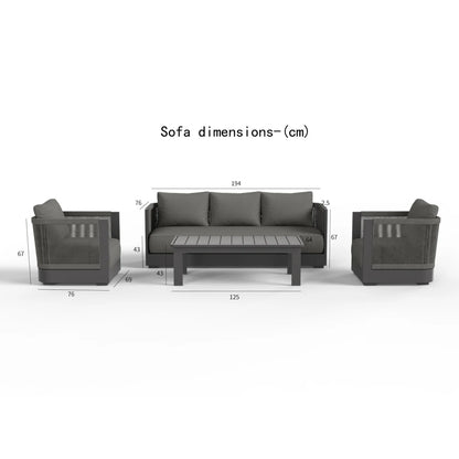 ALUXO Ares Outdoor Onyx 5 Seater Lounge Set