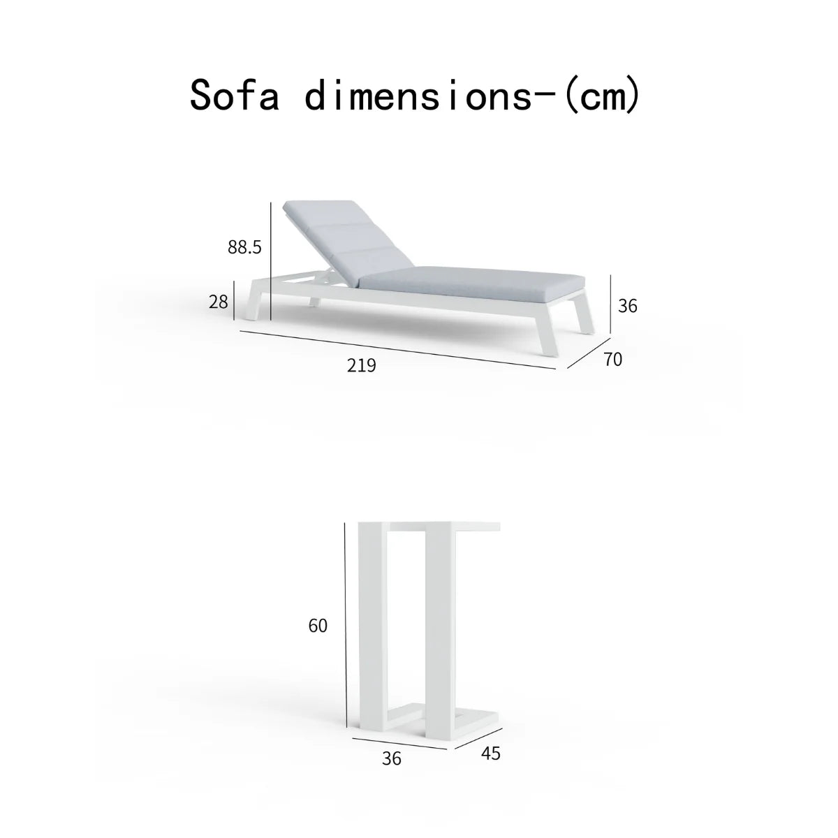 ALUXO Dasia White Outdoor Sun Lounger