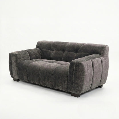ALUXO Harlem Deep Channel Stitched 2 Seater Sofa In Cocoa Chocolate Mermaid Velvet