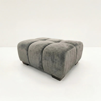 ALUXO Harlem Deep Channel Stitched Footstool In Cocoa Chocolate Mermaid Velvet