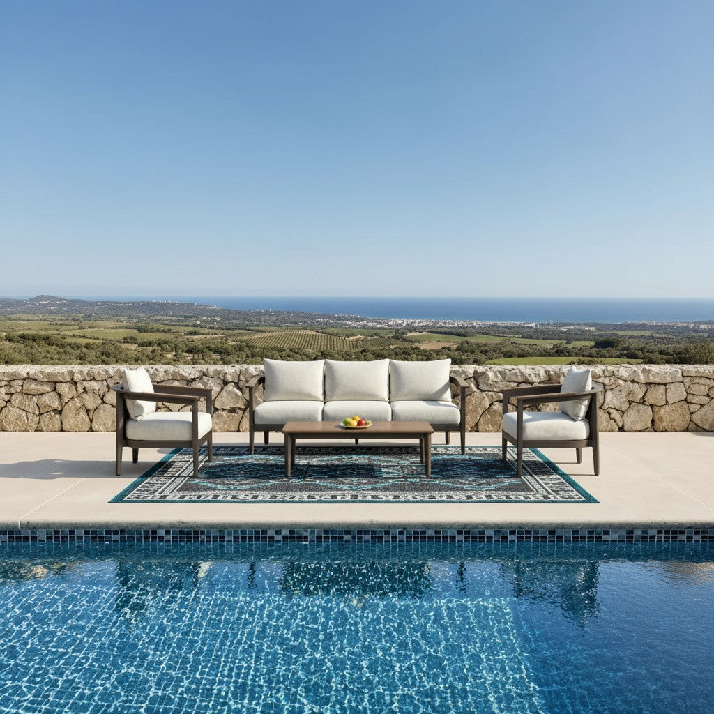 ALUXO Hemera Outdoor Range Wood 5 Seater Lounge Set