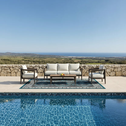 ALUXO Hemera Outdoor Range Wood 5 Seater Lounge Set