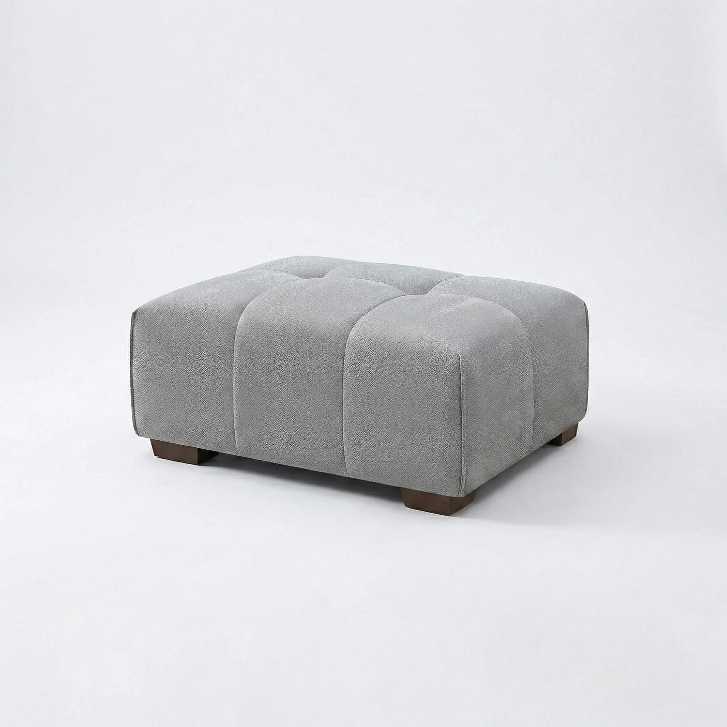 ALUXO Leonard Modular Footstool In Cloudy Grey Boucle Fabric