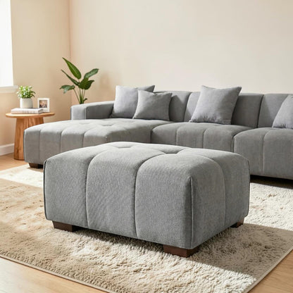 ALUXO Leonard Modular Footstool In Cloudy Grey Boucle Fabric