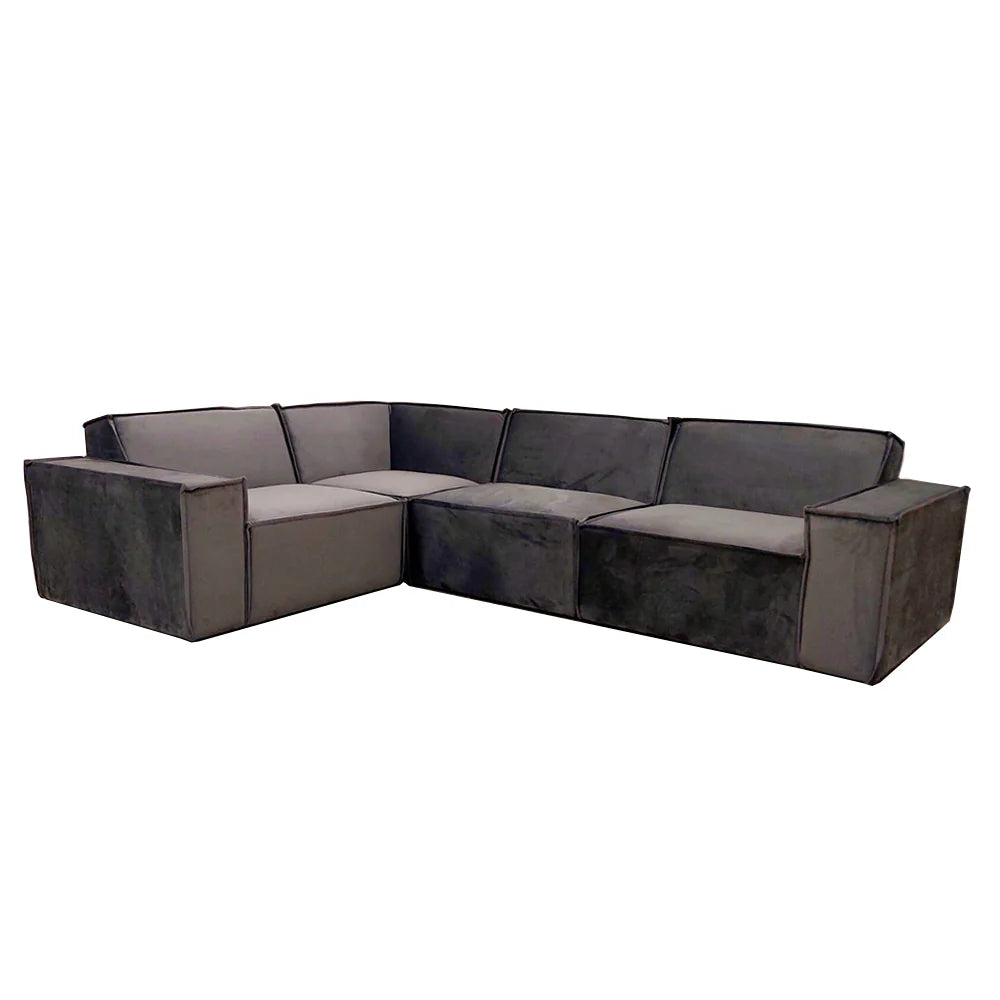 Midland Corner Sofa In Pebble Grey Velvet Fabric