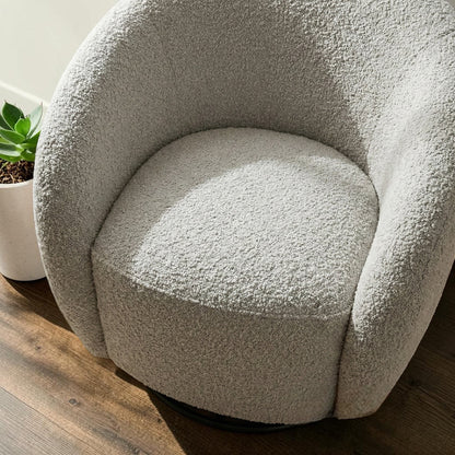 ALUXO Nolita Accent Armchair In Koala Boucle Fabric