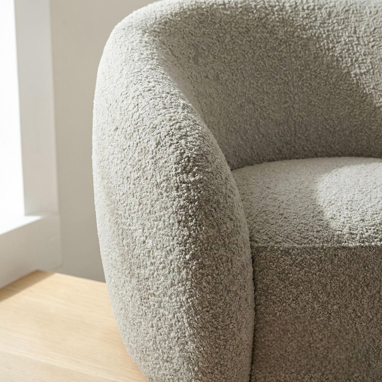 ALUXO Nolita Accent Armchair In Koala Boucle Fabric