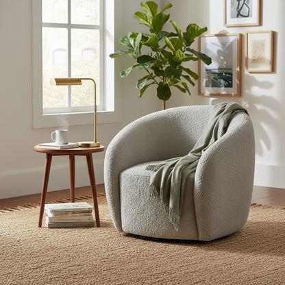 ALUXO Nolita Accent Armchair In Koala Boucle Fabric
