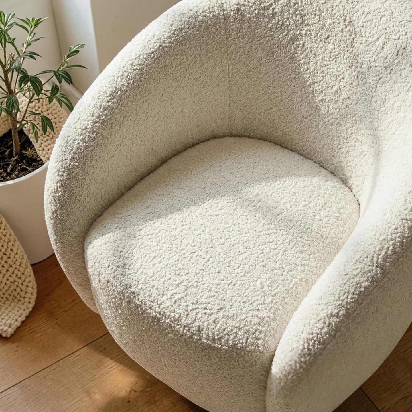 ALUXO Nolita Accent Armchair In Latte Boucle Fabric