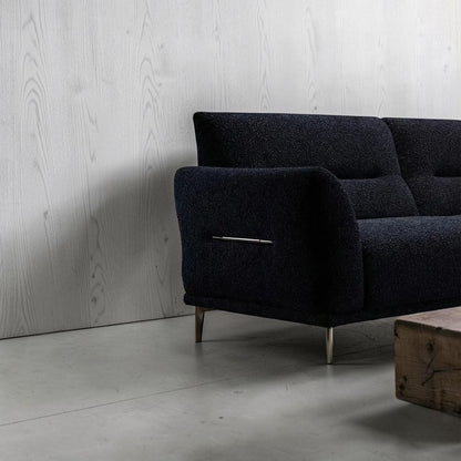 ALUXO Albany 3 Seater Sofa In Midnight Black Boucle Fabric