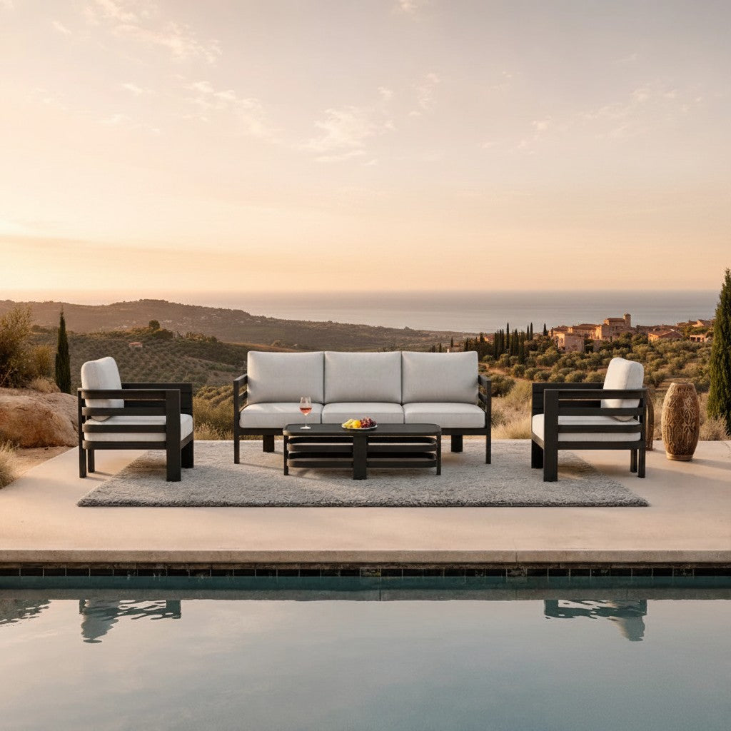 ALUXO Andros Outdoor Onyx 5 Seater Lounge Set