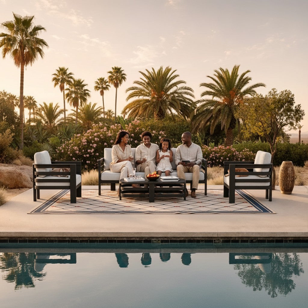 ALUXO Andros Outdoor Onyx 5 Seater Lounge Set