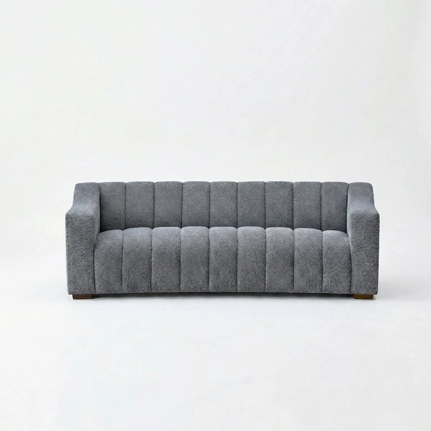 ALUXO Astoria Deep Channel Stitched 3 Seater Sofa in Iron Grey Boucle Fabric