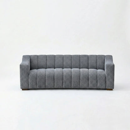 ALUXO Astoria Deep Channel Stitched 3 Seater Sofa in Iron Grey Boucle Fabric