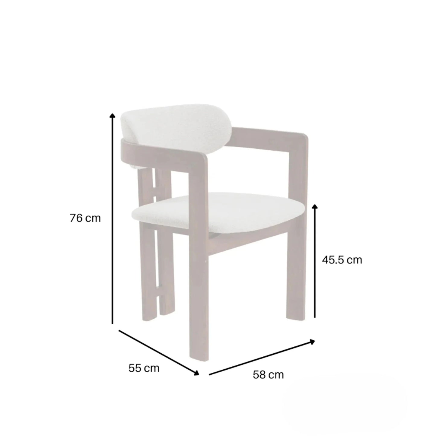 ALUXO Clara Walnut Dining Chair In Oatmeal Beige Boucle Fabric – Set of 2