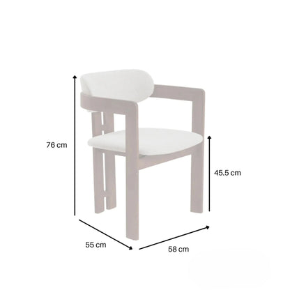 ALUXO Clara Walnut Dining Chair In Oatmeal Beige Boucle Fabric – Set of 2