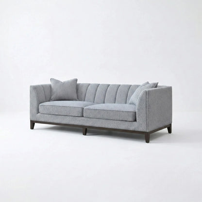 ALUXO Cooper Mid-Century Modern 3 Seater Sofa In Dolphin Grey Boucle Fabric